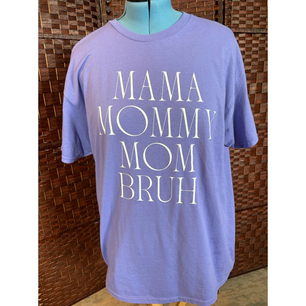 Mighty Fine Mama Mommy Mom Bruh Graphic T-Shirt Purple Large Mens Womens Tee